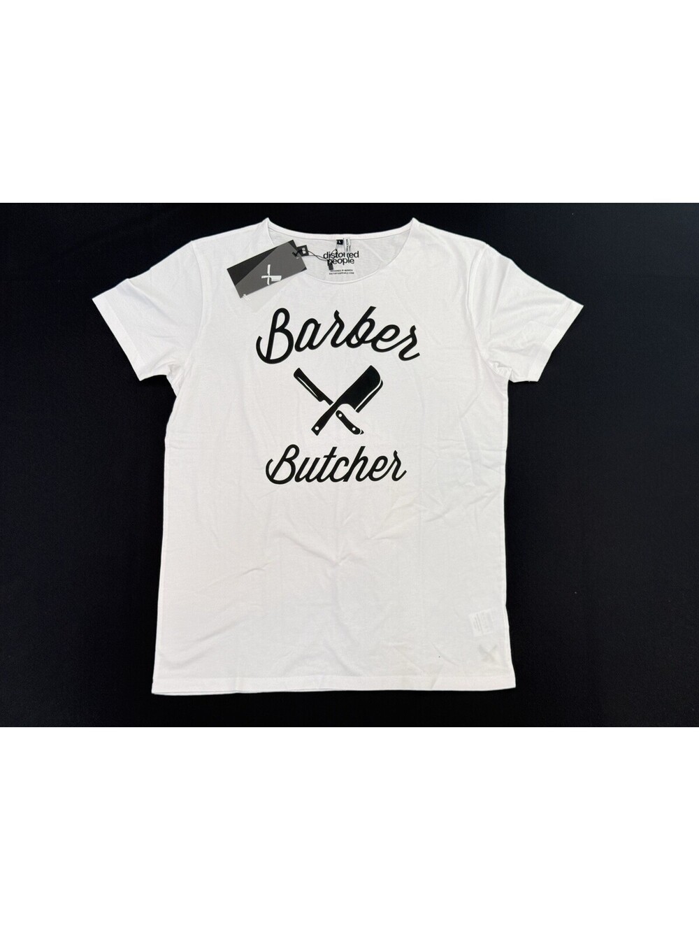 Distorted Peoples New With Tags  Blades Cutted Neck Whit T Shirt Size Large